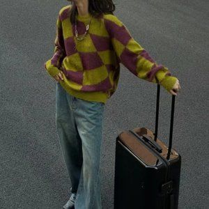 Vintage style striped mohair sweater vintage round neck pullover unisex